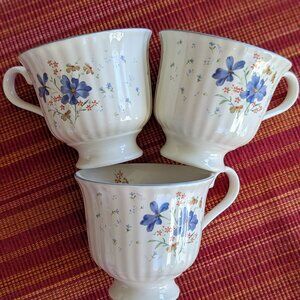 Rare Set Of 3 Mikasa Classic Elegance Forget Me Not Coffee Tea Cups